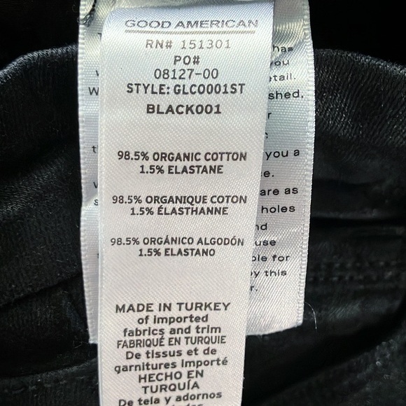 Good American Black GLCO001ST Good Legs Straight Coated Jeans, Size 26 - Picture 8 of 8